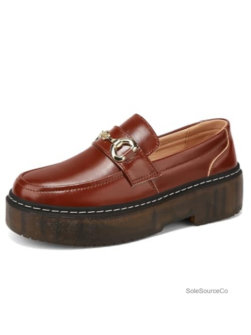 PU Leather Platform Loafers Memory Foam Slip On Comfort Work Shoes